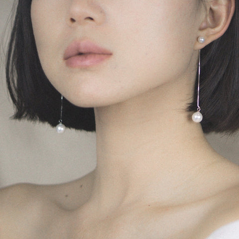 Silver Pearl Dangle Earrings - MOVIDA 